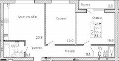2-комнатную квартиру №58, 88,00 кв. м, на ул Генерала Круковского, 4, первый этаж