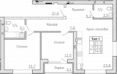 2-комнатная квартира, №72, 74,8 кв. м, на ул Генерала Круковского, 4, четвертый этаж
